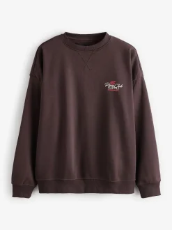 Marron - Sweat-shirt Threadbare décontracté à imprimé graphique et col rond