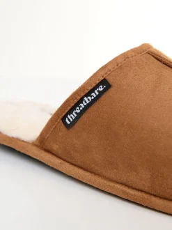 Marron - Threadbare chaussons mules doublés de fausse fourrure