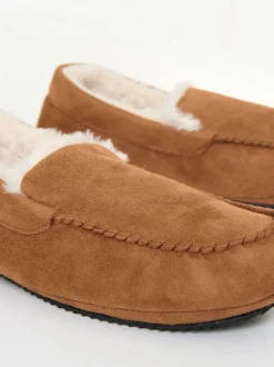 Marron - Threadbare chaussons mocassins doublés de fausse fourrure en faux daim