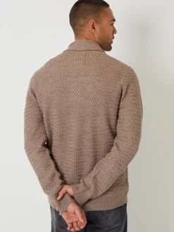 Marron - Threadbare Châle Col tricoté Cardigan