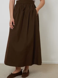Marron - Threadbare Jupe midi avec poches