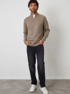 Marron - Threadbare Pull en maille côtelée à manches raglan