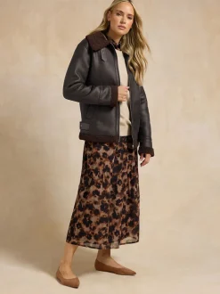 Marron - Veste aviateur Long Tall Sally à coutures fuselées