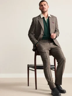 Marron - Veste de costume habillé Abraham Moon en 100% laine britannique Donegal