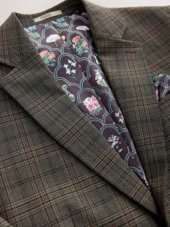 Marron - Veste de costume slim à carreaux