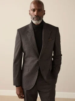 Marron - Veste de Costume Coupe ajustée Signature Cerruti en laine italienne à dents de chiot