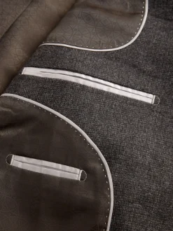 Marron - Veste de Costume Coupe ajustée Signature Cerruti en laine italienne à dents de chiot