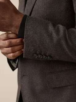 Marron - Veste de Costume Coupe ajustée Signature Cerruti en laine italienne à dents de chiot