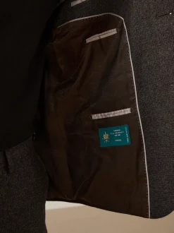 Marron - Veste de Costume Coupe ajustée Signature Cerruti en laine italienne à dents de chiot