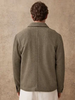 Marron - Veste en sergé texturé élégant avec laine