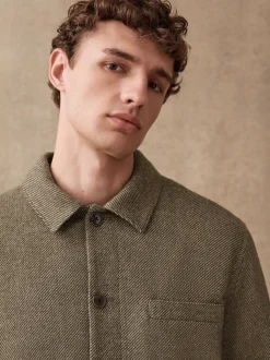 Marron - Veste en sergé texturé élégant avec laine