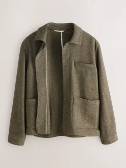 Marron - Veste en sergé texturé élégant avec laine