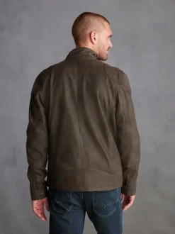 Marron - Veste motard Signature en cuir à quatre poches