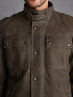 Marron - Veste motard Signature en cuir à quatre poches