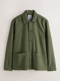 Marron - Veste-chemise à poche à ourlet