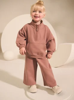 Marron café - Sweat-shirt à col zippé (3mois-7ans)