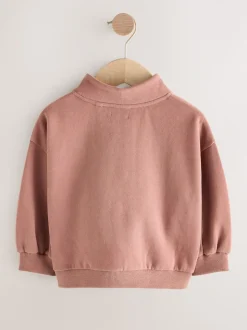 Marron café - Sweat-shirt à col zippé (3mois-7ans)