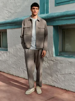 Marron champignon - Pantalon élégant aspect lin avec cordon de serrage interne