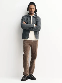 Marron champignon - Pantalons extensible à 5 poches en velours côtelé