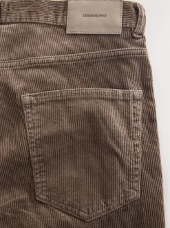 Marron champignon - Pantalons extensible à 5 poches en velours côtelé