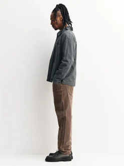 Marron champignon - Pantalons extensible à 5 poches en velours côtelé