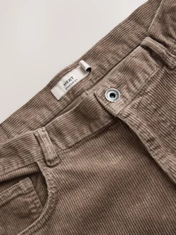 Marron champignon - Pantalons extensible à 5 poches en velours côtelé