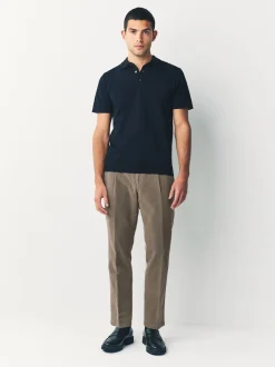 Marron champignon - Pantalon chino en tissu italien Emmetex Moleskin en tissu italien coupe classique