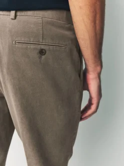 Marron champignon - Pantalon chino en tissu italien Emmetex Moleskin en tissu italien coupe classique