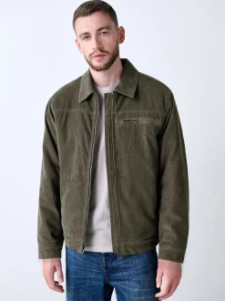 Marron champignon - Veste doublée en velours côtelé et en peau de mouton