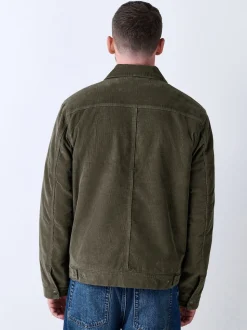 Marron champignon - Veste doublée en velours côtelé et en peau de mouton