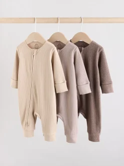 Marron chocolat - 3 Pack Baby Sleepsuits (0mths-3yrs)
