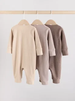 Marron chocolat - 3 Pack Baby Sleepsuits (0mths-3yrs)