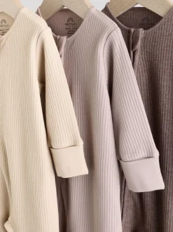 Marron chocolat - 3 Pack Baby Sleepsuits (0mths-3yrs)