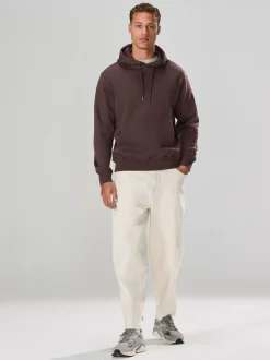 Marron chocolat - Ajustement régulier - Sweat-shirt à capuche en jersey riche en coton épais