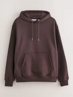 Marron chocolat - Ajustement régulier - Sweat-shirt à capuche en jersey riche en coton épais