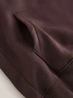 Marron chocolat - Ajustement régulier - Sweat-shirt à capuche en jersey riche en coton épais