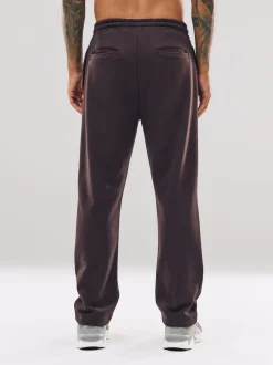 Marron chocolat - Ajustement droit - Pantalon de jogging épais décontracté à dos brossé