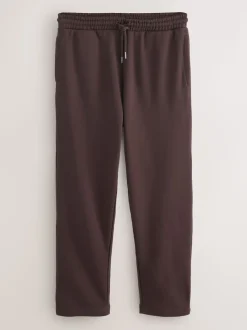 Marron chocolat - Ajustement droit - Pantalon de jogging épais décontracté à dos brossé