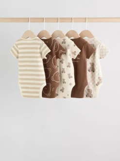Marron chocolat - Bébé Manches courtes Bodysuits 5 Pack