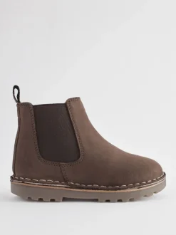 Marron chocolat - Bottines Chelsea en cuir doublées