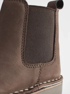 Marron chocolat - Bottines Chelsea en cuir doublées
