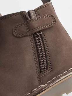 Marron chocolat - Bottines Chelsea en cuir doublées