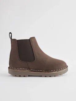 Marron chocolat - Bottines Chelsea en cuir doublées