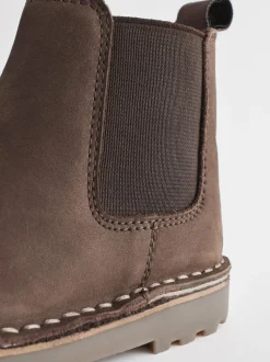Marron chocolat - Bottines Chelsea en cuir doublées