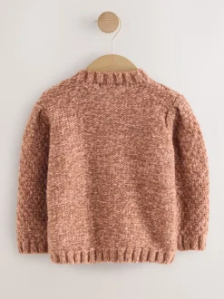 Marron chocolat - Cardigan en maille épaisse Bobble (3mths-10yrs)