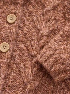 Marron chocolat - Cardigan en maille épaisse Bobble (3mths-10yrs)