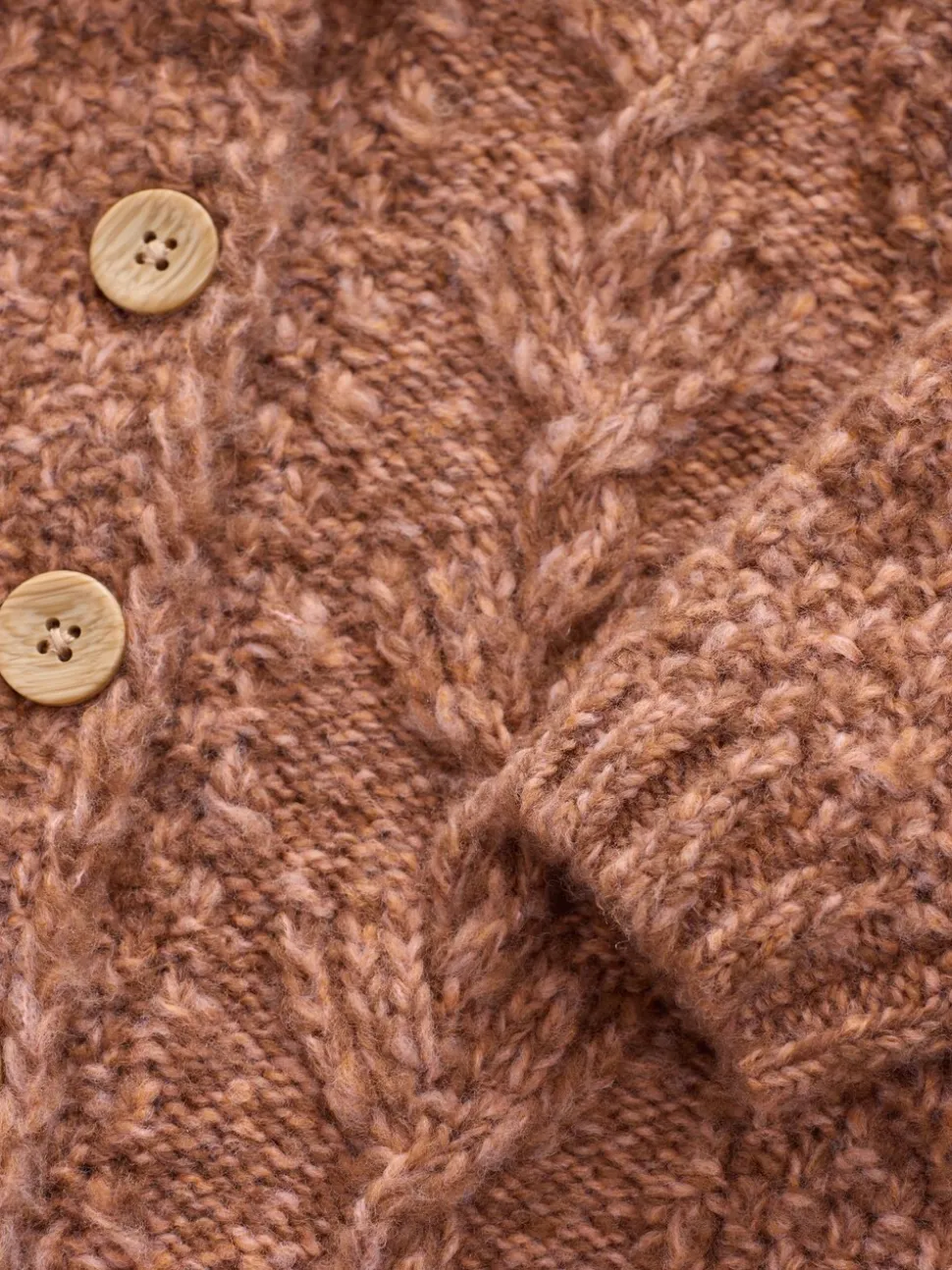 Marron chocolat - Cardigan en maille épaisse Bobble (3mths-10yrs)