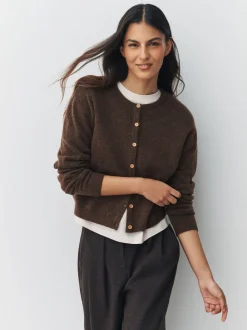 Marron chocolat - Cardiganen maille col rond