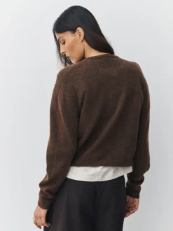 Marron chocolat - Cardiganen maille col rond