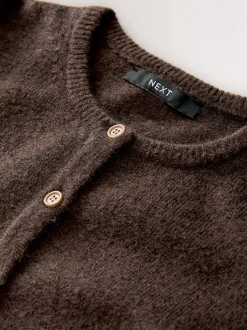 Marron chocolat - Cardiganen maille col rond